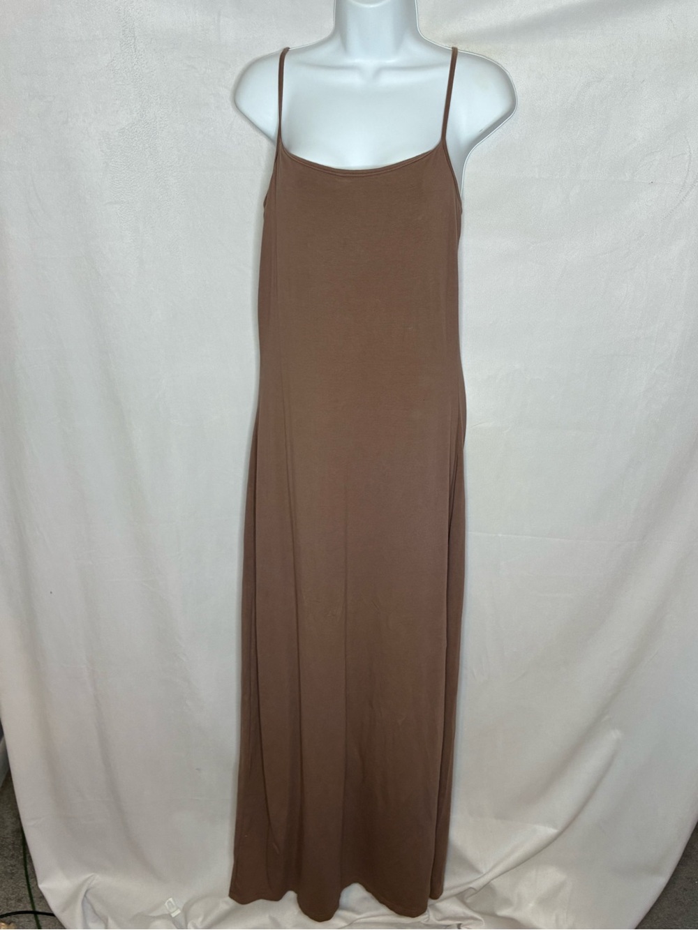 GUC Brazilian Brown Slip Cotton Blend Maxi Dress size Large